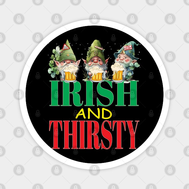 Irish and Thirsty Leprechauns With Beers Funny Clovers St Patrick's Day Magnet by Envision Styles